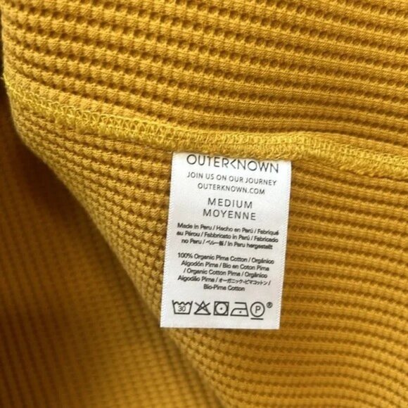 Outerknown Thermal Waffle Crewneck Long Sleeve Mustard Gold Size Medium - Picture 2 of 7